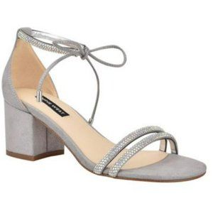 Nine West Keiko sandals in gray silver ankle tie NEW
